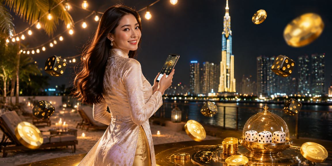 Hình xúc xắc tài xỉu phong cách áo dài tại Hồ Chí Minh trong chủ đề casino
